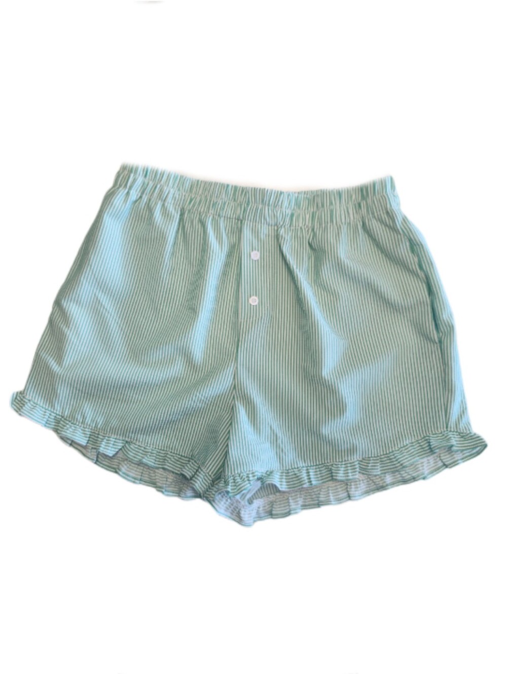 Pretty Garden Ruffled Green & White Striped Fashion Boxer Shorts, M - Picture 5 of 9